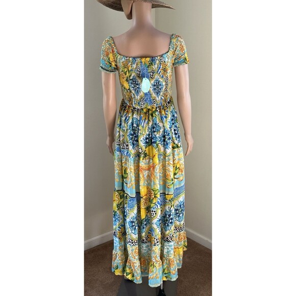 ANTICA SARTORIA by GIACOMO CINQUE LONG DRESS SMOCKED TOP  NWT O/S POSITANO BEACH - Picture 5 of 15